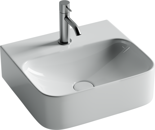Раковина из сантехнического фарфора Ceramica Nova AURA CN2005 40х40 подвесная цвет белый 1 отверстие под смеситель - фото 2