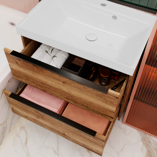 Тумба с раковиной La Fenice TESORO NFNC-01-TES-DKK-100-2-3-100 100х50 подвесная цвет коричневый - фото 2