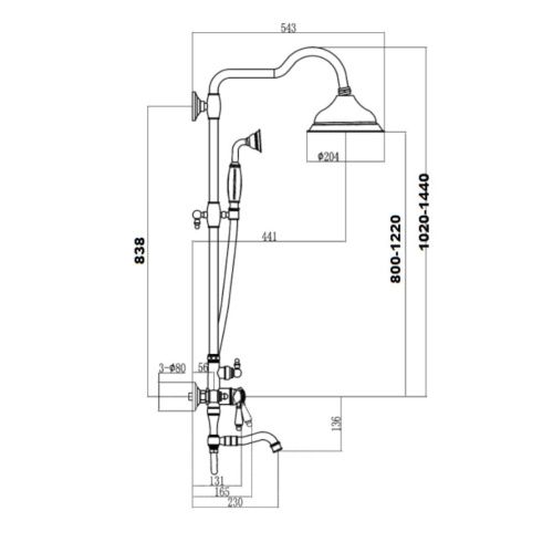 Душевая стойка Savol S-006613C настенная цвет бронза - фото 3