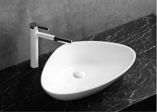 Раковина из сантехнического фарфора Cerutti SPA CR7025M 60х40 накладная цвет белый без отверстий под смеситель