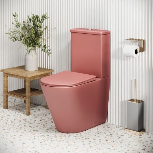 Унитаз напольный с бачком Grossman Color GR-4480PIMS розовый с сиденьем безободковый каскадный смыв - фото 5