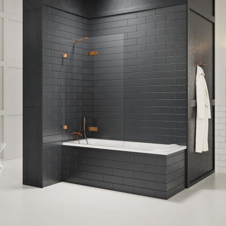 Душевая шторка на ванну New Trendy AVEXA Copper brushed EXK-3810 110х150 стекло прозрачное профиль медь ориентация левая