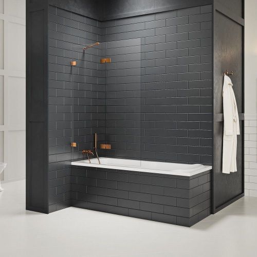 Душевая шторка на ванну New Trendy AVEXA Copper brushed EXK-3808 100х150 стекло прозрачное профиль медь ориентация левая - фото 2