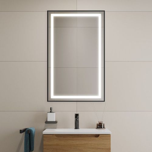 Зеркало с подсветкой BelBagno Kraft SPC-KRAFT-500-800-SENS-NERO 50х80 подвесное - фото 5