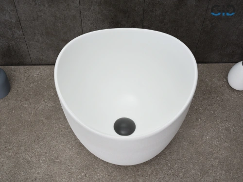 Раковина керамическая Gid Creativo 51221 40х40 накладная цвет белый без отверстий под смеситель - фото 4