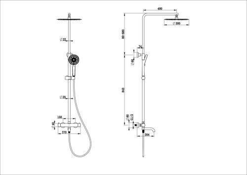 Душевая стойка Wonzon & Woghand WW-88739903-BGM настенная цвет серый с термостатом - фото 2