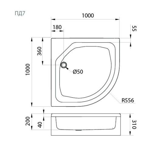 Душевой поддон акриловый Тритон Щ0000014634 100х100 белый с каркасом - фото 4