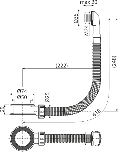 Слив-перелив Alcadrain A328B белый - фото 2
