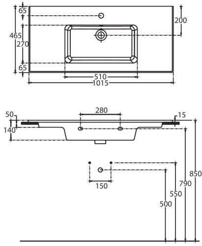 Раковина керамическая Allen Brau Fantasy 4.11027.20 100х50 полувстраиваемая цвет белый 1 отверстие под смеситель - фото 4