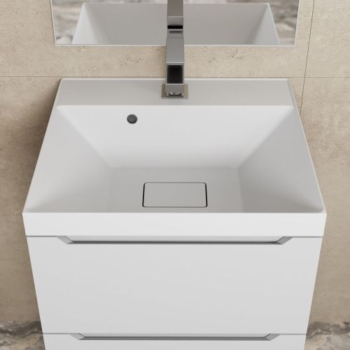 Раковина из искусственного камня Uperwood Classic New 2910210024 50х50 полувстраиваемая цвет белый - фото 3