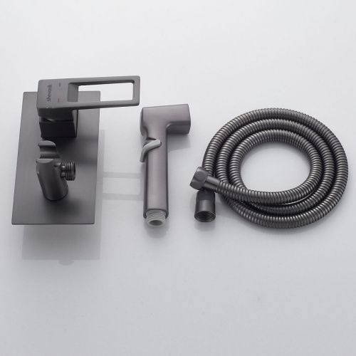 Гигиенический душ со смесителем Shevanik S6805T оружейная сталь - фото 4