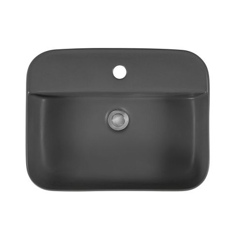 Раковина из сантехнического фарфора Aquatek ВЕГА AQ5506-MG 50х40 накладная цвет серый 1 отверстие под смеситель - фото 2