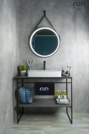 Раковина керамическая Gid Geométrico 52225 60х30 накладная цвет белый/черный без отверстий под смеситель