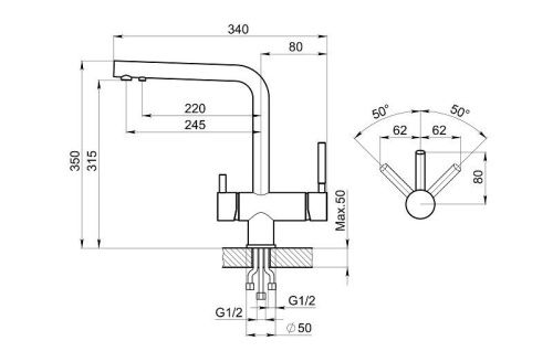 Смеситель для кухни Granula 2305, АНТИК на мойку бронза - фото 3