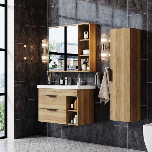 Тумба под раковину Onika Легран 108047 80х40 подвесная цвет бежевый - фото 4