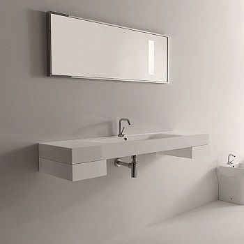 Раковина из сантехнического фарфора Kerasan Cento 353501*1 140х50 накладная цвет белый 1 отверстие под смеситель