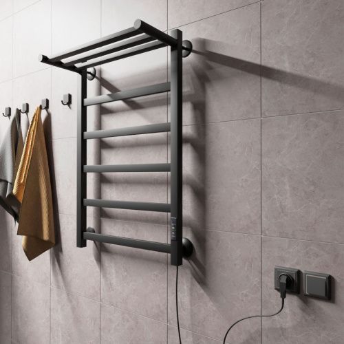 Полотенцесушитель электрический Маргроид Вид 81-10 профильный 8110p-8050-1083-9005R 55х80 черный - фото 4