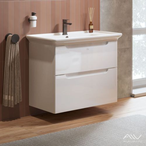 Тумба с раковиной Alavann Berta ALV0971000 90х50 подвесная цвет белый - фото 4