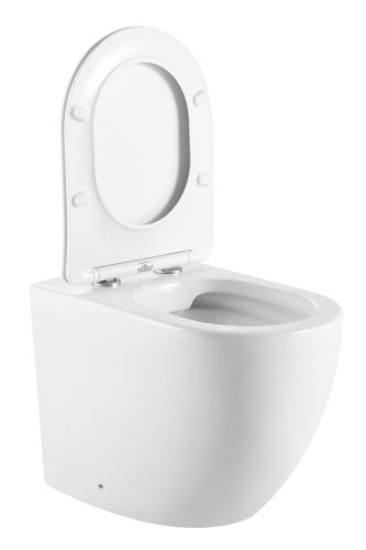 Унитаз приставной Iberica Blanca Bilbao alto IB.BLA.331.1B1 белый с сиденьем микролифт безободковый каскадный смыв - фото 4