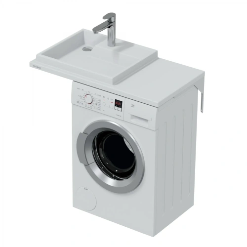 Раковина из искусственного камня СанТа Юпитер 900128 90х50 над стиральной машиной цвет белый 1 отверстие под смеситель - фото 2