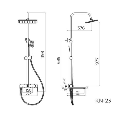 Душевая стойка Knotlor KN-23 настенная цвет хром - фото 3