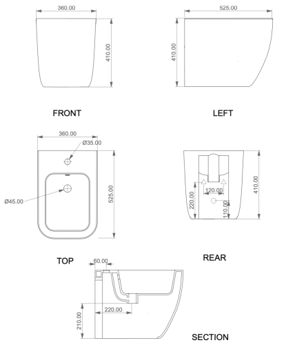 Биде напольное GSG Ceramic Design Brio BRBI01000 цвет белый - фото 2