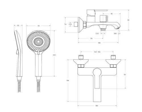 Смеситель BelBagno AURORA AURORA-VASM-CRM настенный хром - фото 4