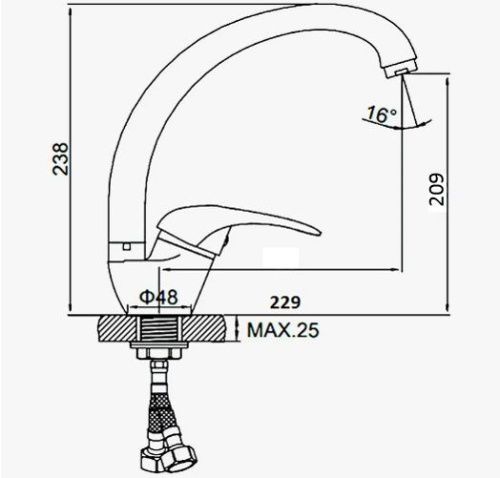 Смеситель для кухни D-Lin D150409-W на мойку бежевый - фото 2
