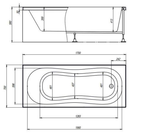 Ванна акриловая гидромассажная Timo INKA INKA1770-KT17-SPV1505-T-CM-FP17S 170х70 пристенная прямоугольная с каркасом - фото 2