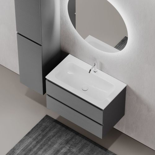 Тумба под раковину Sancos FOLK FL80GS 80х40 подвесная цвет серый - фото 5