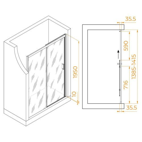 Душевая дверь RGW Passage 350801714-21 140х195 стекло матовое профиль хром - фото 5