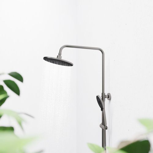 Душевая стойка Tokito Rain TOK-RAI-1017GM настенная цвет вороненая сталь - фото 5