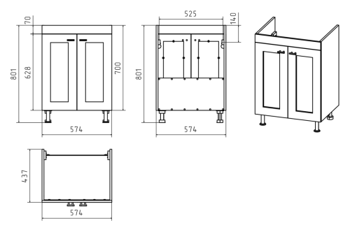 Тумба под раковину Misty Урал Э-Ура-01060-021Н 60х40 напольная цвет белый - фото 5