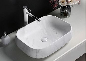 Раковина из сантехнического фарфора Cerutti SPA CR0086 MMW1 60х40 накладная цвет белый без отверстий под смеситель