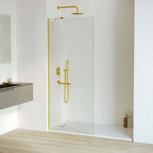 Душевая перегородка RGW Walk In 351011009-16 90х195 стекло прозрачное профиль золото - фото 2
