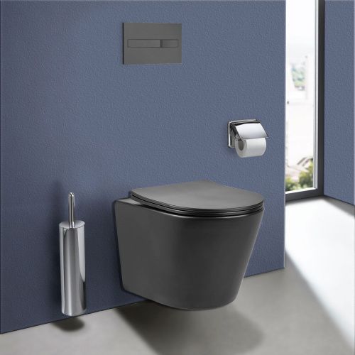 Унитаз подвесной Vincea Piatti VT1-11SMA черный с сиденьем микролифт безободковый душевой смыв
