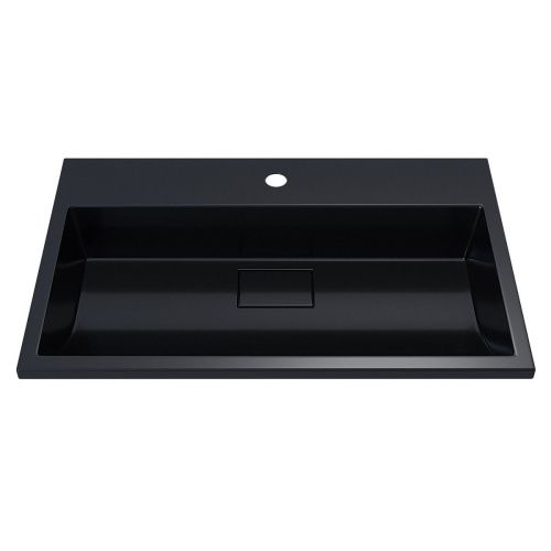Раковина из искусственного камня Uperwood Barsa 3939193462 70х50 полувстраиваемая цвет черный - фото 5