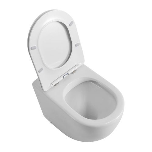 Унитаз приставной BelBagno SFERA-R BB2141CBR/SC белый с сиденьем микролифт безободковый каскадный смыв - фото 3