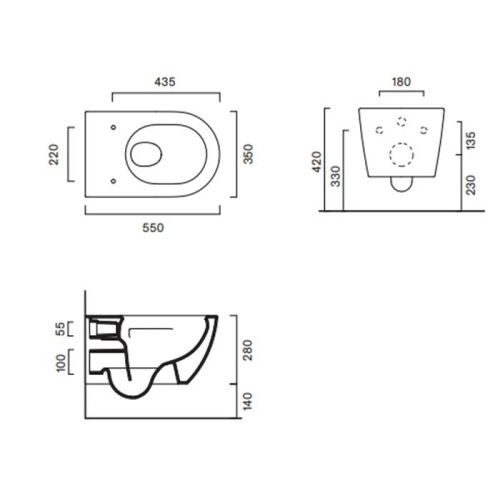 Чаша унитаза подвесная Catalano Sfera 511550023 цвет светло-серый без сиденья безободковая смыв торнадо - фото 2