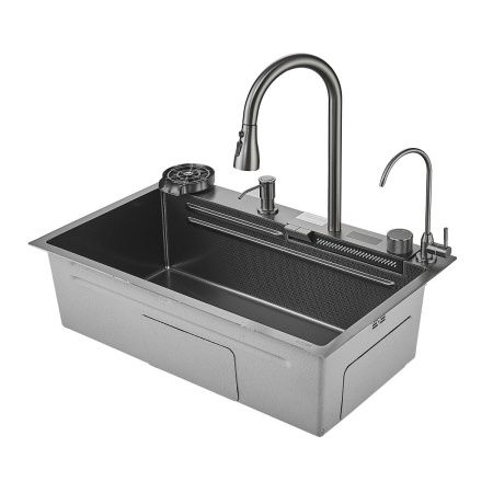 Кухонная мойка Savol S-SC002Q 75х45 цвет серый поверхность матовая