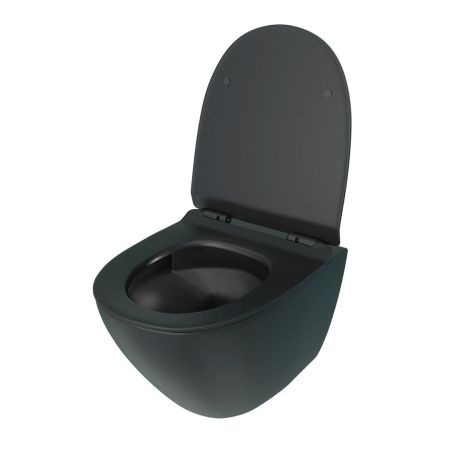 Унитаз подвесной Teymi Lina T40114 черный с сиденьем микролифт безободковый смыв торнадо