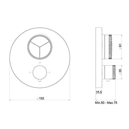 Смеситель для душа Almar Core E176633.MB встраиваемый в стену черный (внешняя часть) с термостатом - фото 2