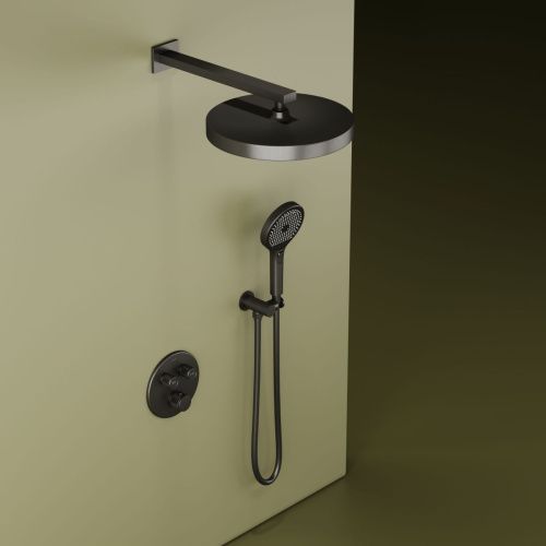 Душевая система Sancos Space SC3006GMG встраиваемая в стену цвет вороненая сталь с термостатом - фото 3