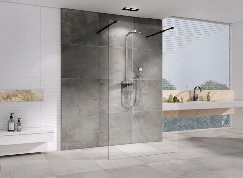 Душевая перегородка Abber Immer Offen AG68120B8 120х200 стекло прозрачное профиль черный - фото 2