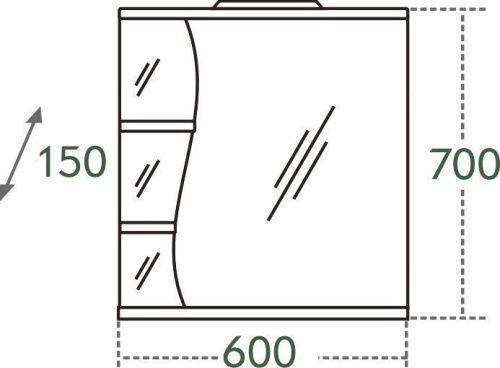 Зеркало-шкаф СанТа Волна 101014 60х70 подвесной цвет белый - фото 3