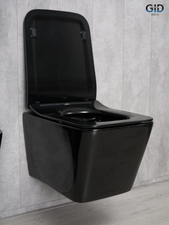 Унитаз подвесной Gid Cuadrado 62224Y черный с сиденьем микролифт безободковый