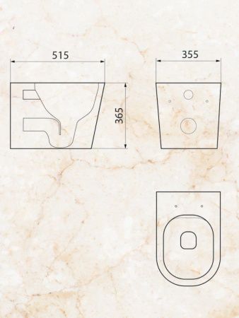 Унитаз подвесной Sintesi SIN-TS-SLR-182 белый безободковый с сиденьем микролифт душевой смыв