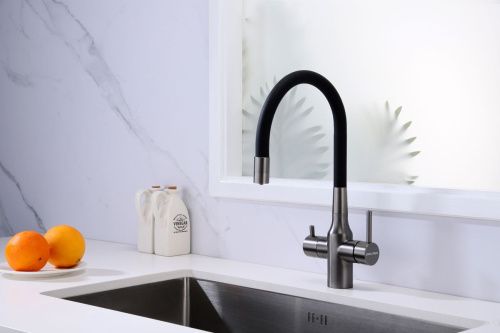 Смеситель для кухни Paulmark SALIX Sa213419-GM на мойку вороненая сталь - фото 5