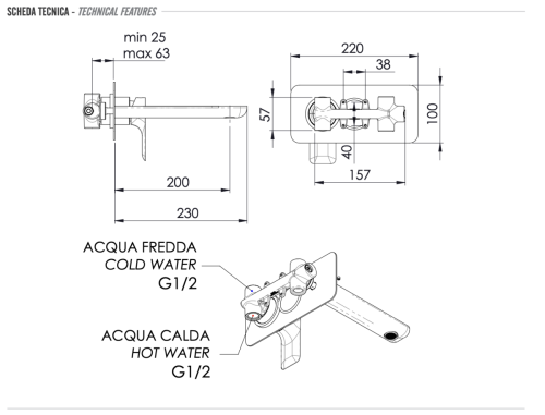 Смеситель для раковины Remer Infinity I15L встраиваемый в стену хром - фото 2