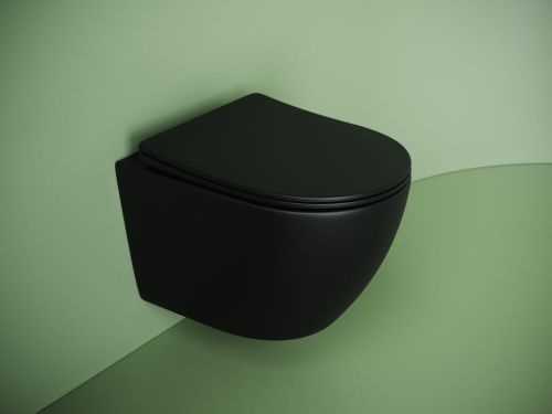 Унитаз подвесной Ceramica Nova UNO CN11001TMB черный с сиденьем микролифт смыв торнадо - фото 2
